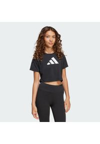 Adidas - Koszulka Training Essentials Glam Print. Kolor: czarny, szary, wielokolorowy. Technologia: ClimaCool (Adidas). Długość: krótkie. Wzór: nadruk. Sport: joga i pilates