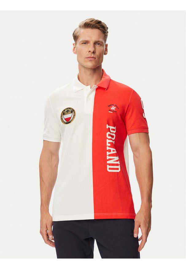 Beverly Hills Polo Club Polo F-SS26M-P0005 Biały Regular Fit. Typ kołnierza: polo. Kolor: biały. Materiał: bawełna