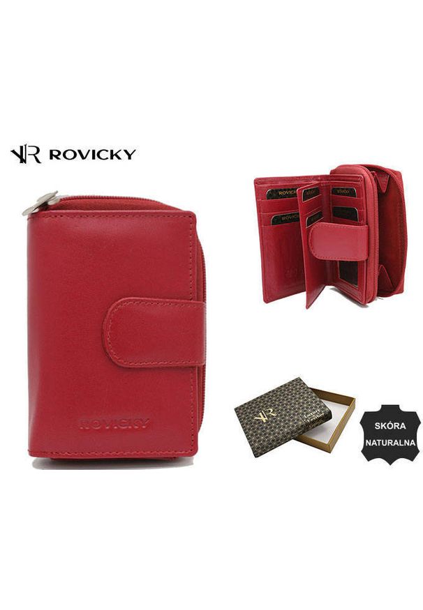 ROVICKY - Portfel skórzany Rovicky R-RD-41-GCL malinowy. Kolor: różowy. Materiał: skóra