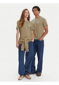 AMI PARIS T-Shirt HTS060.724 Khaki Regular Fit. Kolor: brązowy. Materiał: bawełna #4