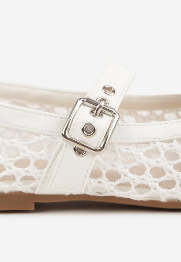 Born2be - Białe Balerinki z Plecionką z Rafii Tessandra. Zapięcie: sprzączka. Kolor: biały. Styl: elegancki