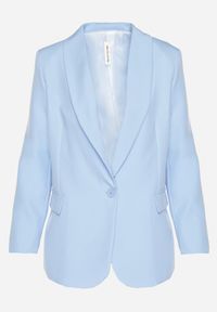 Born2be - Jasnoniebieska Marynarka Ozdobiona Imitacją Kieszeni Sovzedi. Okazja: na spotkanie biznesowe. Kolor: niebieski. Materiał: jeans. Wzór: aplikacja. Styl: elegancki, biznesowy #5