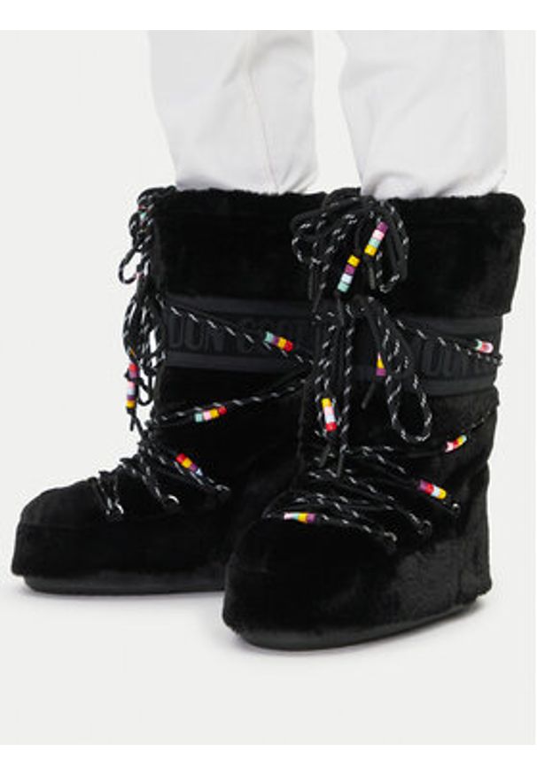 Moon Boot Śniegowce Icon Faux Fur BEADS80D1408990 Czarny. Kolor: czarny. Materiał: materiał