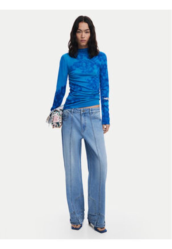 Desigual Golf Ottawa 25WWJF38 Niebieski Regular Fit. Typ kołnierza: golf. Kolor: niebieski. Materiał: syntetyk