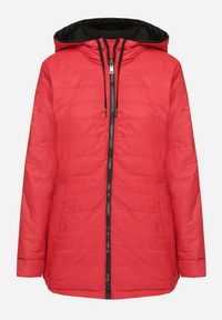 Born2be - Czarno-Czerwona Dwustronna Kurtka Parka z Odpinanym Kapturem Ściągana Sznurkiem Camaria. Okazja: na spacer. Kolor: czarny. Materiał: jeans #5