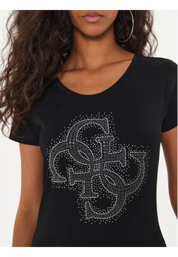 Guess T-Shirt W4YI37 J1314 Czarny Regular Fit. Kolor: czarny. Materiał: bawełna