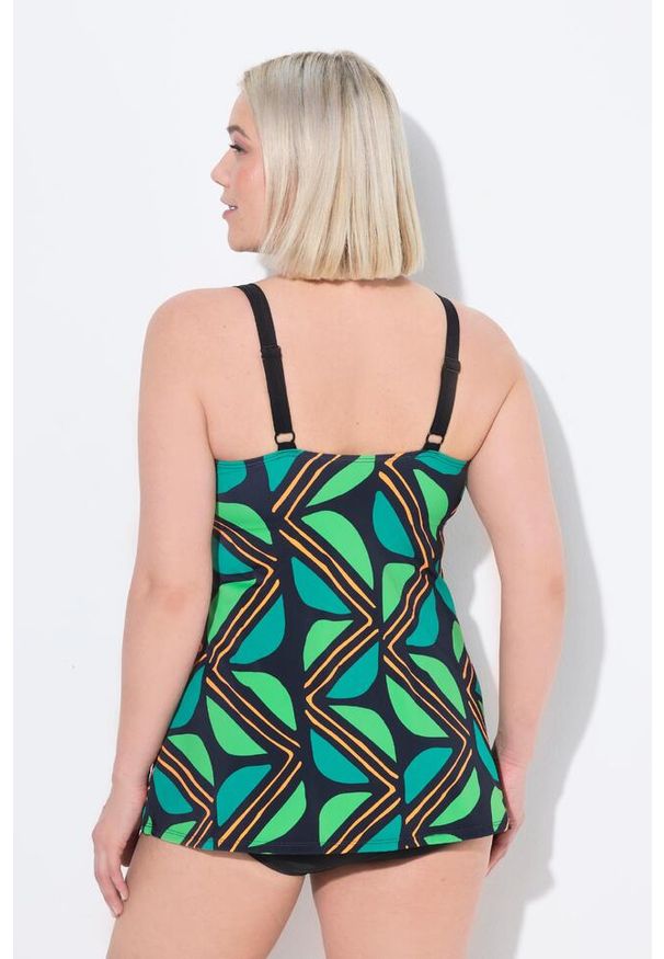ULLA POPKEN - Damskie Tankini miękkie miseczki ramiączka z regulacją z recyklingu. Kolekcja: plus size. Kolor: czarny. Materiał: elastan, poliamid, materiał