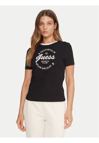 Guess T-Shirt V5BI03 J1314 Czarny Slim Fit. Kolor: czarny. Materiał: bawełna