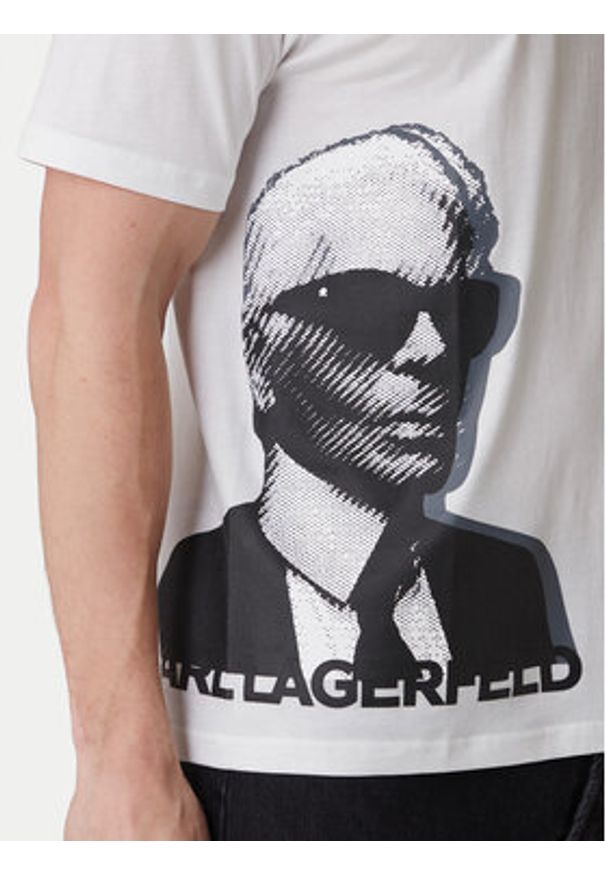 Karl Lagerfeld - KARL LAGERFELD T-Shirt 755170 562251 Biały Loose Fit. Typ kołnierza: dekolt w karo. Kolor: biały. Materiał: bawełna