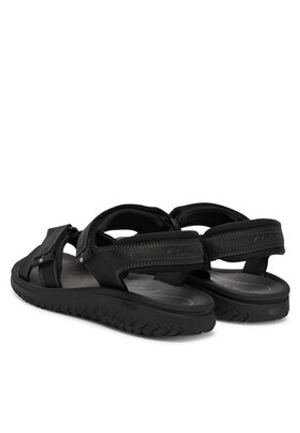Clarks Sandały Wesley Shore 26182010 Czarny. Kolor: czarny. Materiał: skóra, nubuk