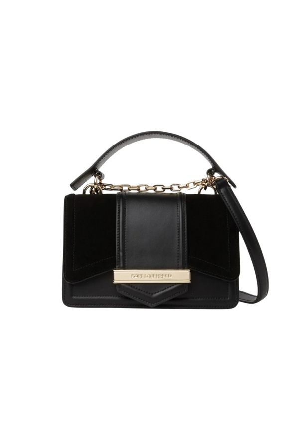 Karl Lagerfeld - KARL LAGERFELD Czarna skórzana listonoszka Nova. Kolor: czarny. Materiał: skórzane. Styl: casual, elegancki, klasyczny