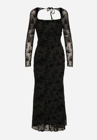 Born2be - Czarna Dopasowana Sukienka VICES z Odkrytymi Plecami Ozdobiona Tiulową Koronką Ravita. Okazja: na randkę. Typ kołnierza: dekolt kwadratowy. Kolor: czarny. Materiał: tiul, koronka. Wzór: koronka, aplikacja. Typ sukienki: dopasowane. Styl: elegancki #5