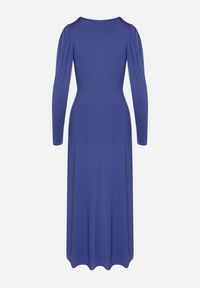 Born2be - Niebieska Elegancka Sukienka Kopertowa Ozdobiona Marszczeniami Zainara. Okazja: na imprezę, na spotkanie biznesowe. Typ kołnierza: dekolt kopertowy. Kolor: niebieski. Długość rękawa: długi rękaw. Wzór: aplikacja. Typ sukienki: kopertowe. Styl: elegancki #3