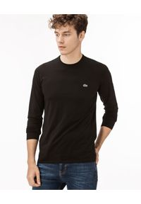 Lacoste - LACOSTE - Czarna koszulka z długim rękawem Regular Fit. Okazja: na co dzień. Kolor: czarny. Materiał: jeans, bawełna. Długość rękawa: długi rękaw. Długość: długie. Wzór: haft. Styl: klasyczny, casual #5