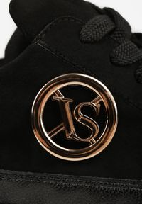 Renee - Czarne Chunky Sneakersy Vices na Platformie z Okrągłym Detalem Sedvira. Okazja: na spacer. Nosek buta: okrągły. Kolor: czarny. Materiał: jeans, skóra, koronka. Obcas: na platformie. Sport: turystyka piesza #9