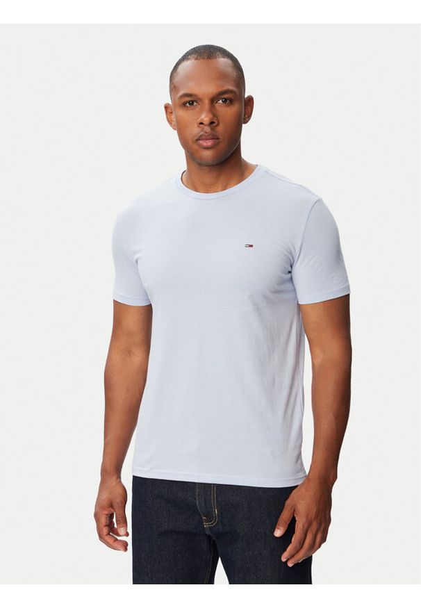 Tommy Jeans T-Shirt Jaspe DM0DM20363 Niebieski jasny Slim Fit. Kolor: niebieski. Materiał: bawełna