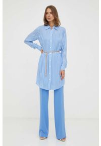 MICHAEL Michael Kors sukienka z domieszką jedwabiu kolor niebieski mini oversize. Kolor: niebieski. Materiał: jedwab. Typ sukienki: oversize. Długość: mini #3