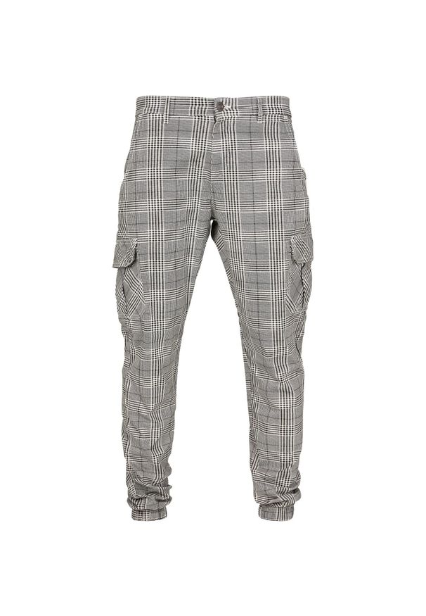 Urban Classics - Męskie Spodnie Joggingowe Glencheck Z Nadrukiem Na Całej Powierzchni. Kolor: biały, wielokolorowy, czarny. Wzór: nadruk