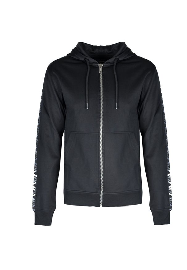 Les Hommes Bluza Zip Up | LHG866 LG852 | Zip Up | Mężczyzna | Czarny. Okazja: na co dzień. Typ kołnierza: kaptur. Kolor: czarny. Materiał: bawełna, poliester. Styl: casual
