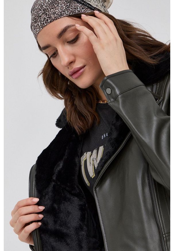 Vero Moda - Ramoneska. Okazja: na co dzień. Kolor: zielony. Styl: casual, klasyczny