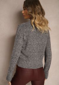 Renee - Ciemnoszary Casualowy Sweter z Bawełną i Cekinami Savintha. Okazja: na co dzień. Kolor: szary. Materiał: bawełna. Wzór: aplikacja. Styl: casual #5