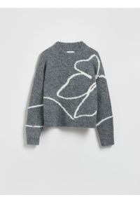 Reserved - Sweter ze wzorem - wielobarwny. Materiał: dzianina, wełna