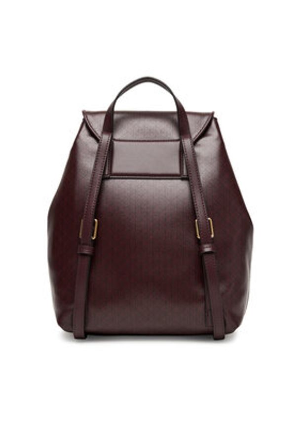 Calvin Klein Plecak Emblem Aop Flap Backpack LV04F3271G Bordowy. Kolor: czerwony. Materiał: skóra