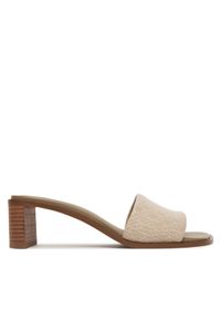 Calvin Klein Klapki Block Heel Sandal Aop HW0HW03016 Beżowy. Kolor: beżowy. Materiał: materiał #1