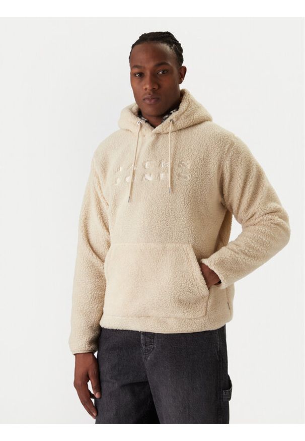 Jack & Jones Bluza Flare Teddy 12285678 Beżowy Relaxed Fit. Kolor: beżowy. Materiał: syntetyk