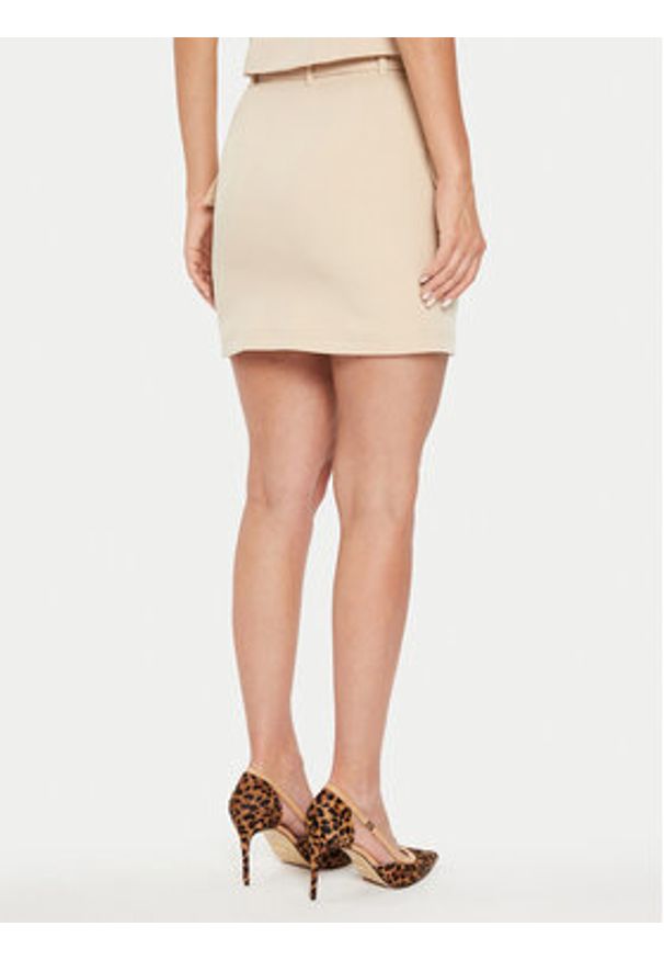 Guess Spódnica mini Fiona W4YD72 WFWX2 Beżowy Regular Fit. Kolor: beżowy. Materiał: syntetyk