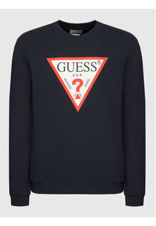 Guess Bluza M2YQ37 K6ZS1 Granatowy Slim Fit. Kolor: niebieski. Materiał: bawełna