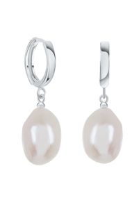 Enaya - CRISTA Wiszące srebrne kolczyki naturalne perły duże białe kajdanki. Materiał: srebrne. Kolor: biały, srebrny, wielokolorowy. Kamień szlachetny: perła