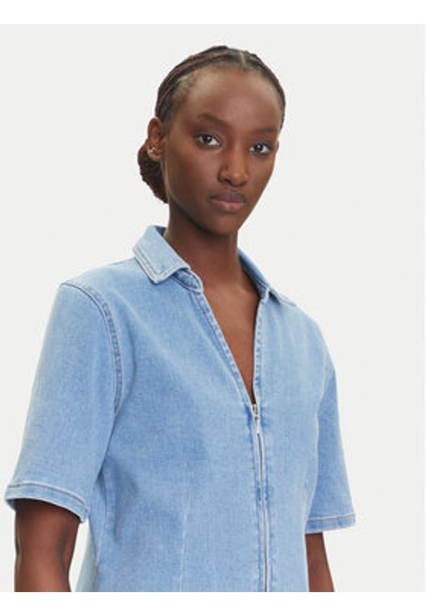 only - ONLY Sukienka jeansowa Frida 15360436 Niebieski Regular Fit. Kolor: niebieski. Materiał: bawełna