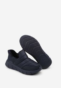 Born2be - Granatowe Pikowane Sneakersy Śniegowce na Grubej Tłoczonej Platformie Verta. Okazja: na co dzień. Kolor: niebieski. Materiał: jeans. Obcas: na platformie