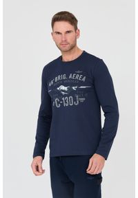 Aeronautica Militare - AERONAUTICA MILITARE Granatowy męski bawełniany longsleeve 46th Air Brigade, Rozmiar XXL. Kolor: niebieski. Materiał: bawełna. Długość rękawa: długi rękaw #5