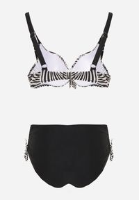 Born2be - Czarno-Beżowe Bikini Biustonosz z Ozdobnym Wiązaniem i Figi ze Ściągaczami Miraleh. Kolor: czarny #2