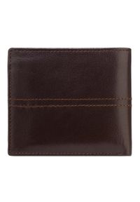 Wittchen - Męski portfel skórzany z przeszyciem ciemny brąz. Kolor: brązowy. Materiał: skóra. Wzór: aplikacja