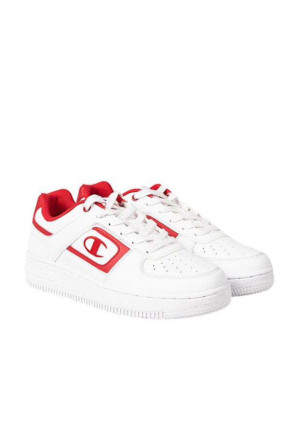 Champion Sneakersy "Foul Play Eleme" | S21775 | Foul Play Eleme | Mężczyzna | Biały, Czerwony. Nosek buta: okrągły. Kolor: biały, wielokolorowy, czerwony. Materiał: skóra. Wzór: nadruk