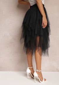 Renee - Czarna Tiulowa Spódnica o Asymetrycznym Fasonie z Tiulu Savisa. Kolor: czarny. Materiał: tiul #3