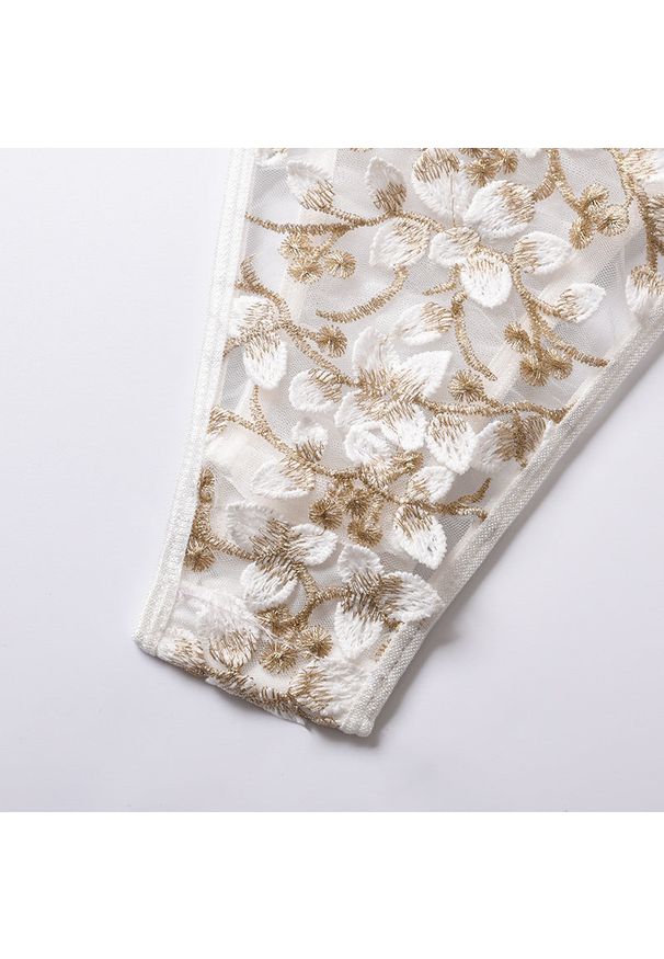 Intica - Body z haftem transparentne eleganckie Marice. Kolor: zielony. Materiał: materiał. Wzór: haft