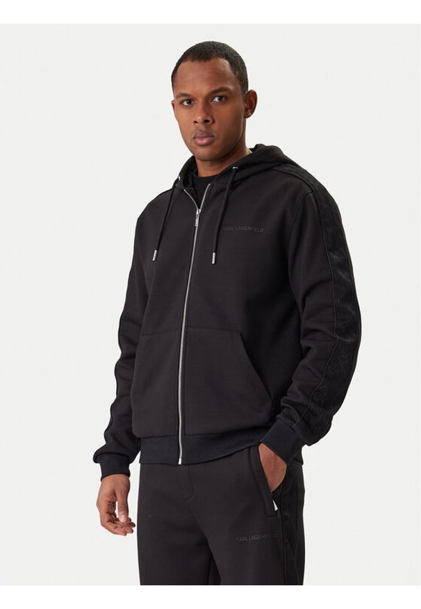 Karl Lagerfeld - KARL LAGERFELD Bluza 705007 561902 Czarny Regular Fit. Typ kołnierza: dekolt w karo. Kolor: czarny. Materiał: wiskoza, syntetyk