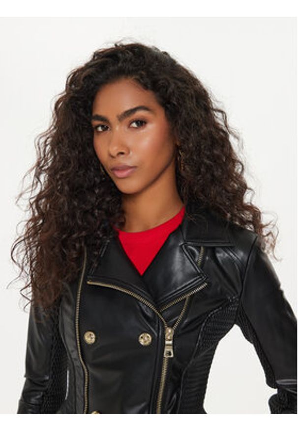 Guess Kurtka skórzana W4YL33 K8S30 Czarny Regular Fit. Kolor: czarny. Materiał: syntetyk