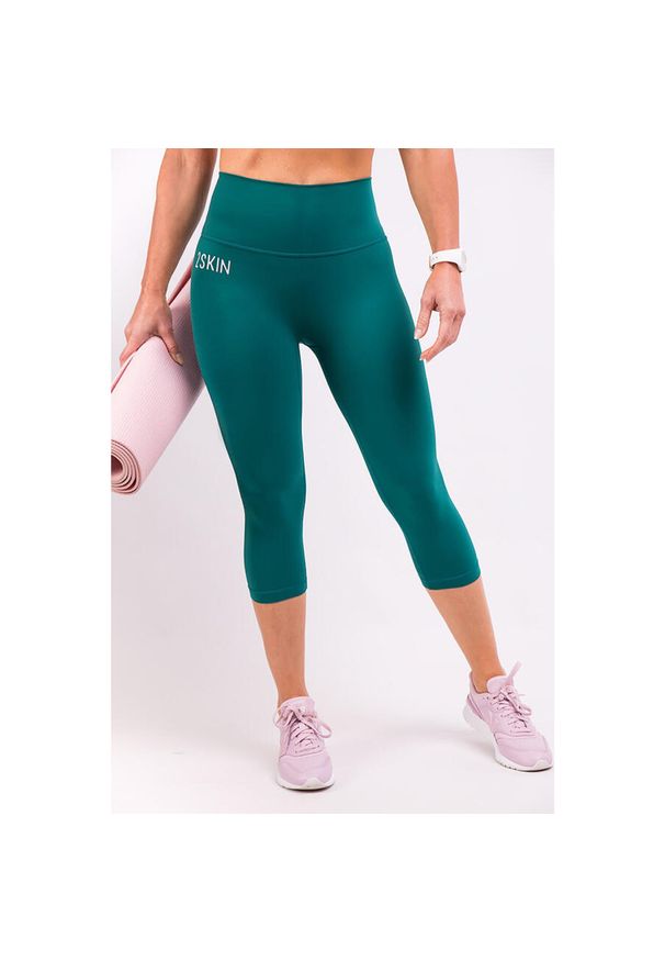 2SkIN - Damskie legginsy 3/4 Running zielone 2skin. Kolor: zielony. Sport: bieganie