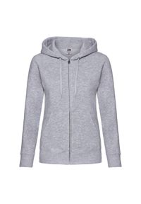 FRUIT OF THE LOOM - Kurtka Dresowa Z Kapturem Lady Fit Dla Kobiet. Typ kołnierza: kaptur. Kolor: szary. Materiał: dresówka