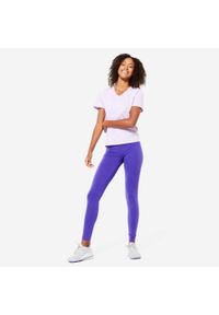 NYAMBA - Koszulka z krótkim rękawem damska Domyos Gym & Pilates. Kolor: szary. Materiał: materiał, bawełna. Długość rękawa: krótki rękaw. Długość: krótkie. Sport: joga i pilates
