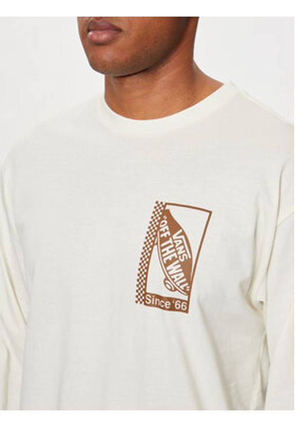 Vans Longsleeve Tech Box Ls Tee VN000G5V Écru Classic Fit. Materiał: bawełna. Długość rękawa: długi rękaw