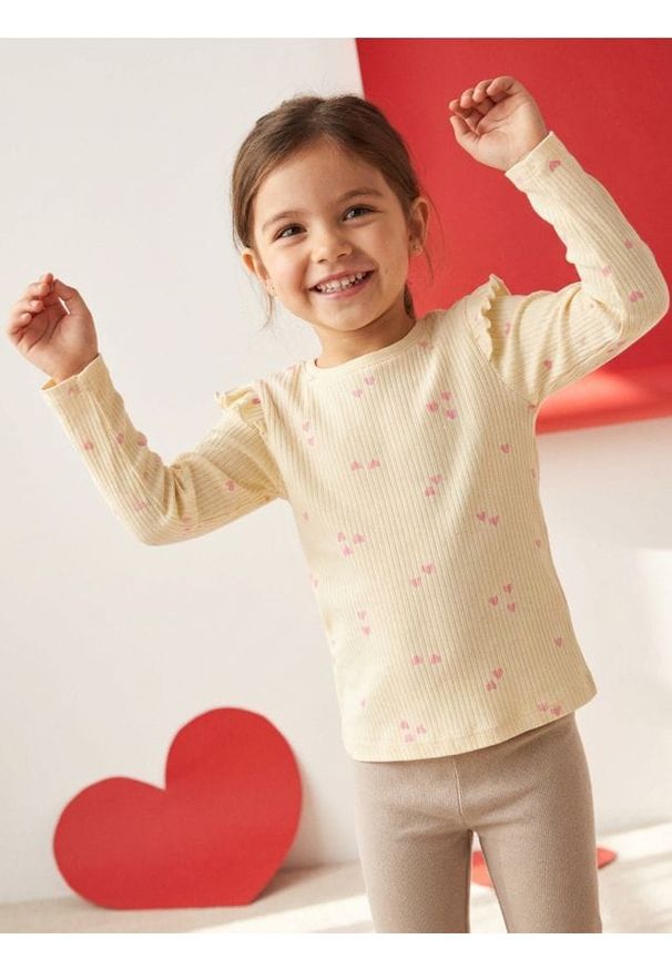 Sinsay - Bawełniana koszulka ze wzorem - kremowy. Kolor: kremowy. Materiał: bawełna