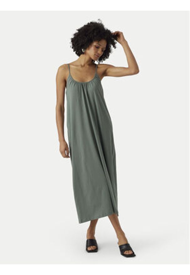 Vero Moda Sukienka letnia Luna 10286077 Zielony Regular Fit. Kolor: zielony. Materiał: bawełna, syntetyk. Sezon: lato