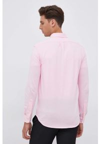 Polo Ralph Lauren Koszula bawełniana męska kolor różowy regular z kołnierzykiem button-down. Typ kołnierza: polo, button down. Kolor: różowy. Materiał: bawełna. Długość rękawa: długi rękaw. Długość: długie. Wzór: aplikacja #2