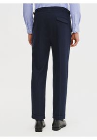 Pako Lorente - PAKO LORENTE - Granatowe spodnie męskie z lnem. Okazja: na co dzień. Kolor: beżowy, niebieski. Materiał: len. Sezon: lato. Styl: casual #2